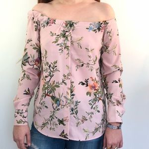 Off the shoulder silk floral top size XS